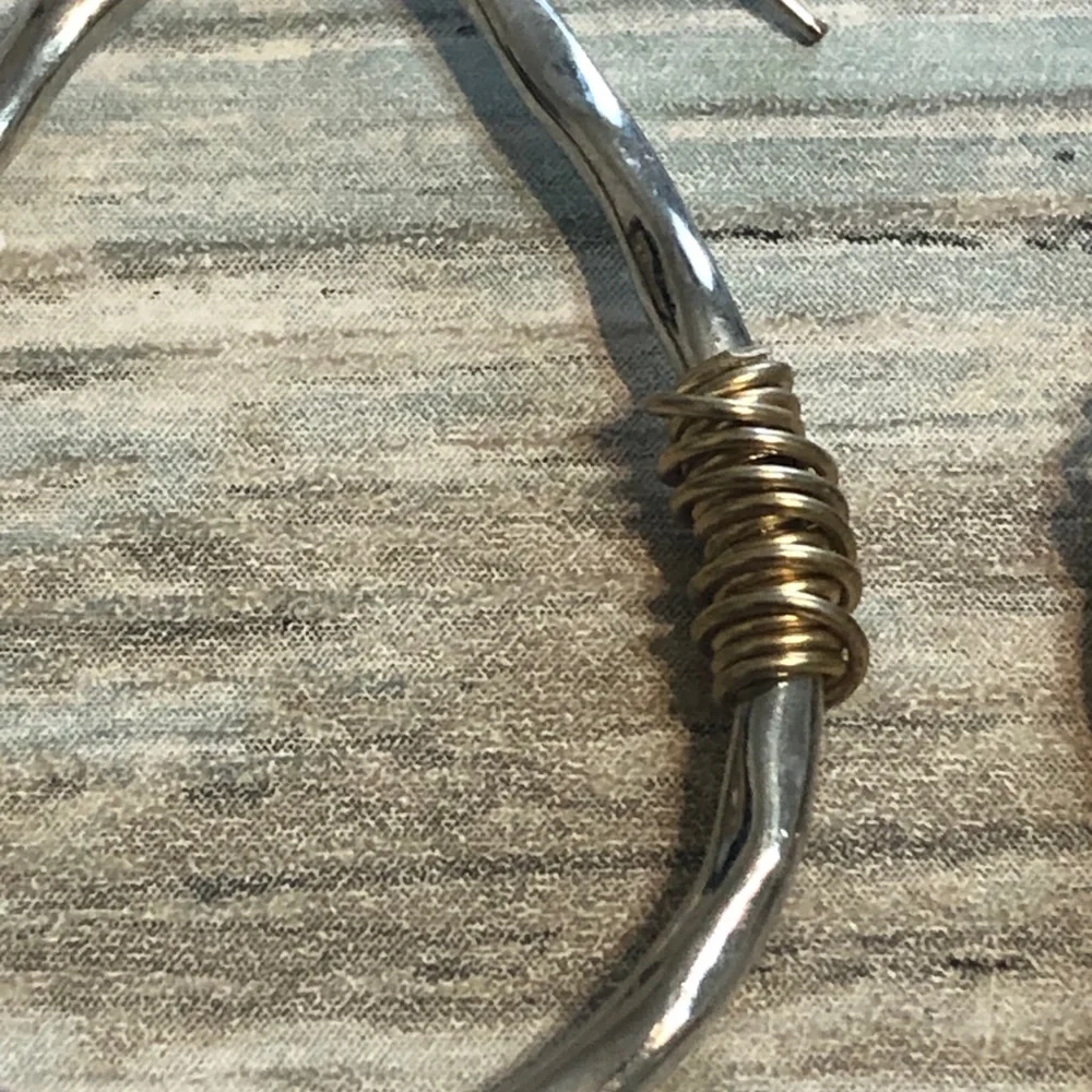 Teardrop Hammered‎ Artisan EARRINGS Silver Tone Gold Drop Dangle Hook 2